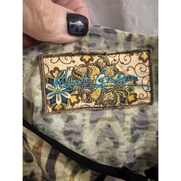 Robert Graham Yellow Black Orange Animal Print Tee Sz Xl - Picture 4 of 7